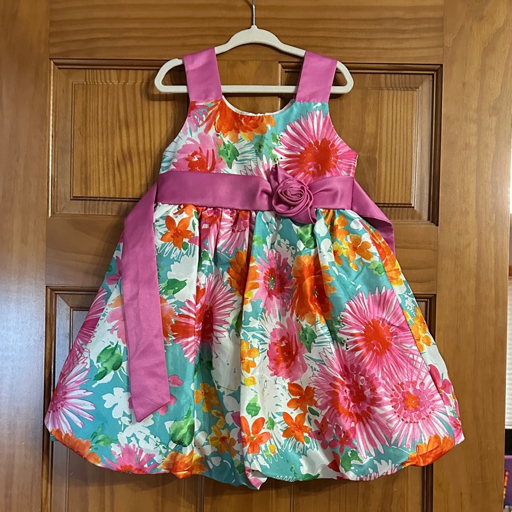 Jessica Ann Pink and Orange Floral Kids Dress